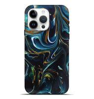 iPhone 15 Pro Max ResinArt Live Edge Phone Case - Toby (Teal & Gold, 746534)