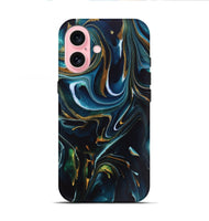 iPhone 16 ResinArt Live Edge Phone Case - Toby (Teal & Gold, 746534)