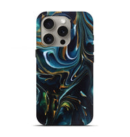 iPhone 16 Pro ResinArt Live Edge Phone Case - Toby (Teal & Gold, 746534)