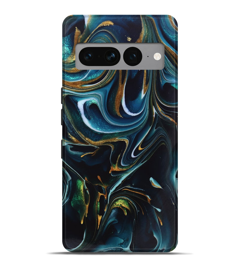 Pixel 7 Pro ResinArt Live Edge Phone Case - Toby (Teal & Gold, 746534)