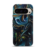 Pixel 9 ResinArt Live Edge Phone Case - Toby (Teal & Gold, 746534)