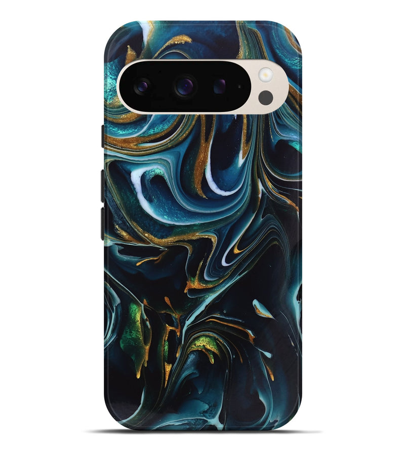 Pixel 9 Pro XL ResinArt Live Edge Phone Case - Toby (Teal & Gold, 746534)