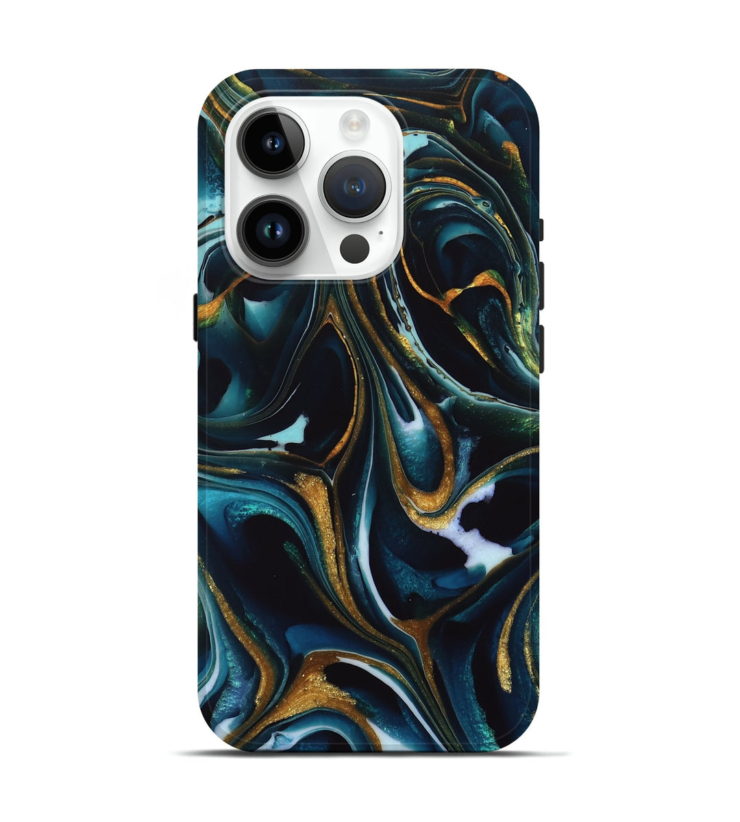 iPhone 15 Pro ResinArt Live Edge Phone Case - Madisyn (Teal & Gold, 746535)