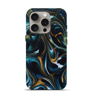 iPhone 16 Pro ResinArt Live Edge Phone Case - Madisyn (Teal & Gold, 746535)