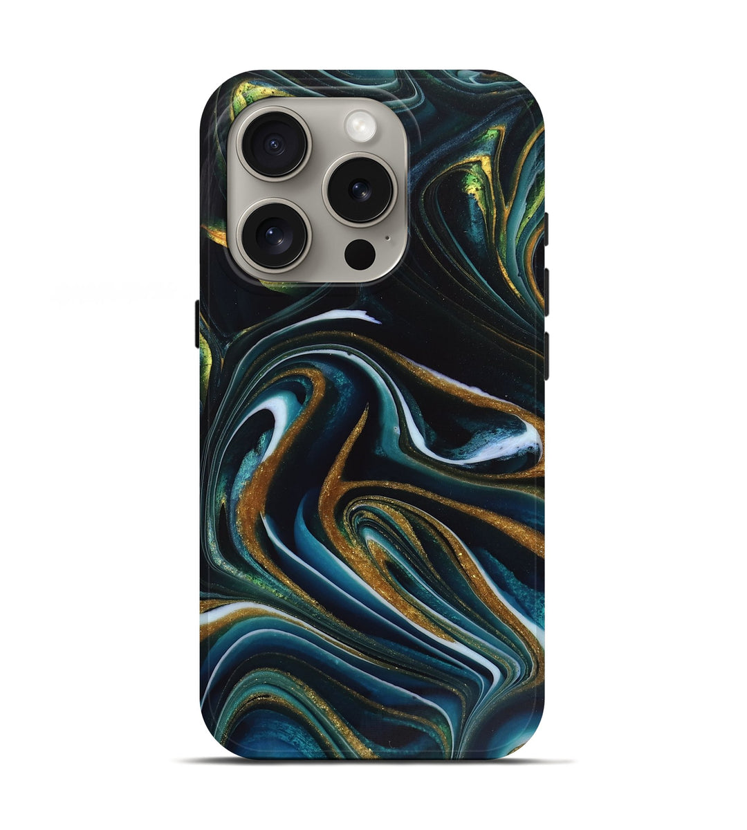 iPhone 16 Pro ResinArt Live Edge Phone Case - Gregg (Teal & Gold, 746536)