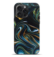 iPhone 16 Pro Max ResinArt Live Edge Phone Case - Gregg (Teal & Gold, 746536)