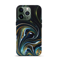 iPhone 13 Pro ResinArt Live Edge Phone Case - Starr (Teal & Gold, 746537)