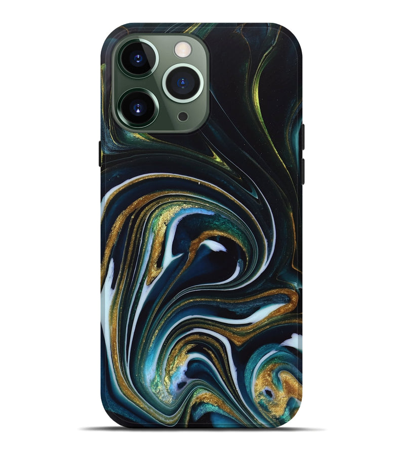 iPhone 13 Pro Max ResinArt Live Edge Phone Case - Starr (Teal & Gold, 746537)