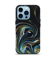 iPhone 14 Pro ResinArt Live Edge Phone Case - Starr (Teal & Gold, 746537)