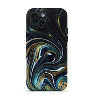 iPhone 15 ResinArt Live Edge Phone Case - Starr (Teal & Gold, 746537)