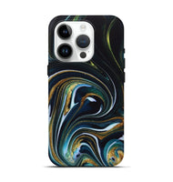 iPhone 15 Pro ResinArt Live Edge Phone Case - Starr (Teal & Gold, 746537)