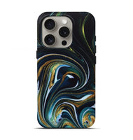 iPhone 16 Pro ResinArt Live Edge Phone Case - Starr (Teal & Gold, 746537)