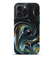 iPhone 16 Pro Max ResinArt Live Edge Phone Case - Starr (Teal & Gold, 746537)