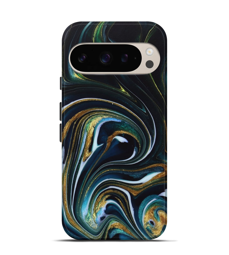 Pixel 9 ResinArt Live Edge Phone Case - Starr (Teal & Gold, 746537)