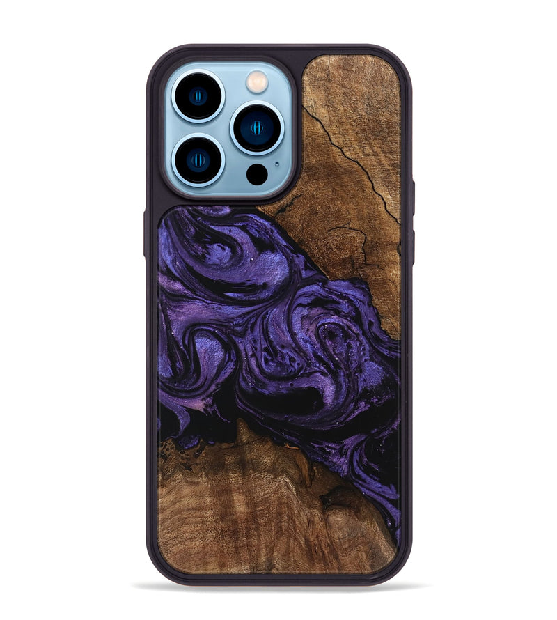 iPhone 14 Pro Max Wood Phone Case - Pink (Purple, 746538)