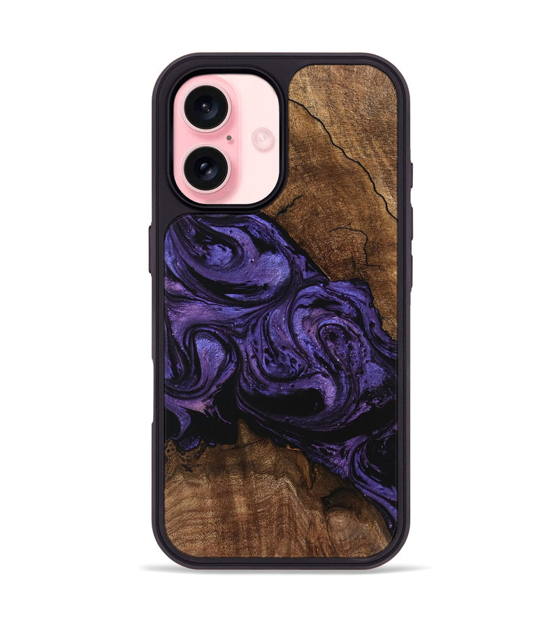 iPhone 16 Wood Phone Case - Pink (Purple, 746538)