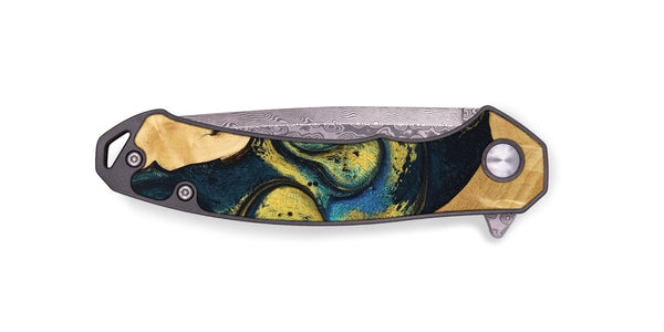 EDC Wood Pocket Knife - Jorden (Teal & Gold, 746546)