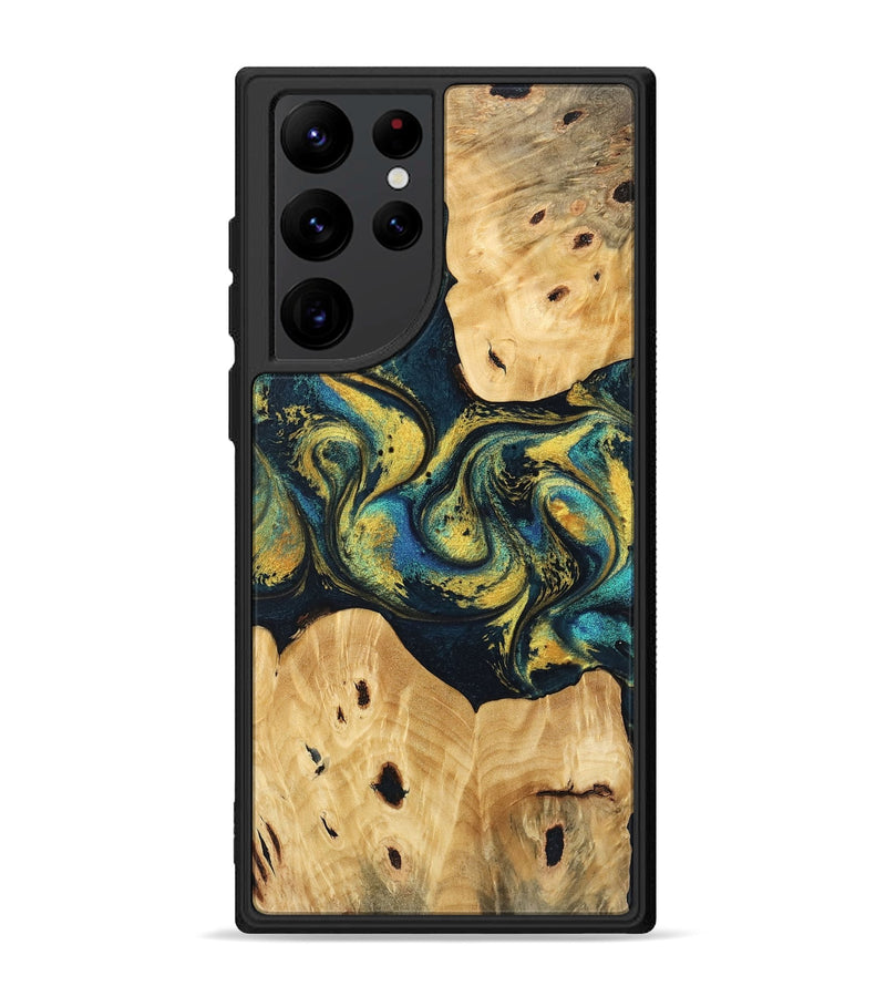 Galaxy S22 Ultra Wood Phone Case - Jorden (Teal & Gold, 746546)