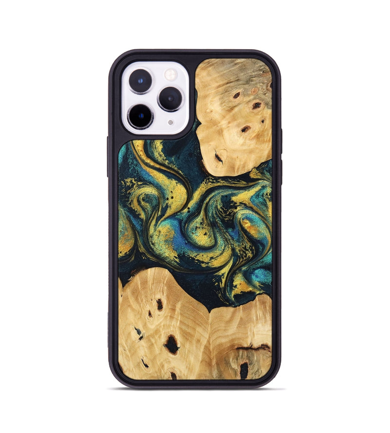 iPhone 11 Pro Wood Phone Case - Jorden (Teal & Gold, 746546)