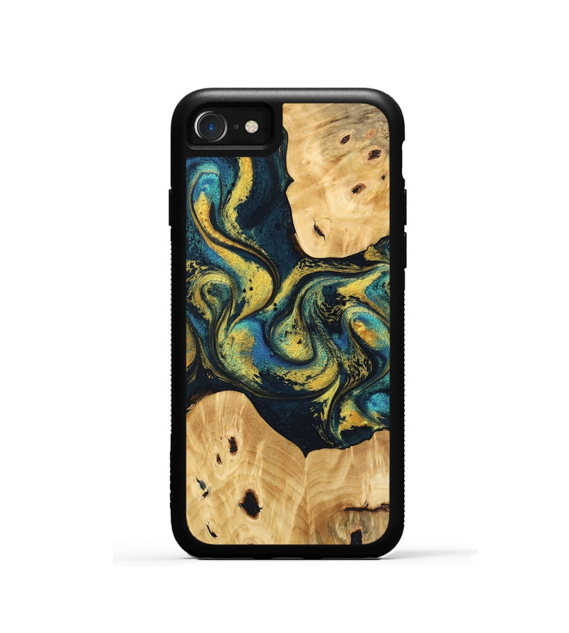 iPhone SE Wood Phone Case - Jorden (Teal & Gold, 746546)