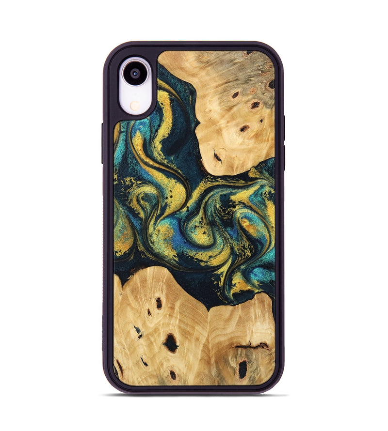 iPhone Xr Wood Phone Case - Jorden (Teal & Gold, 746546)