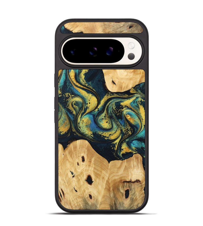 Pixel 9 Wood Phone Case - Jorden (Teal & Gold, 746546)