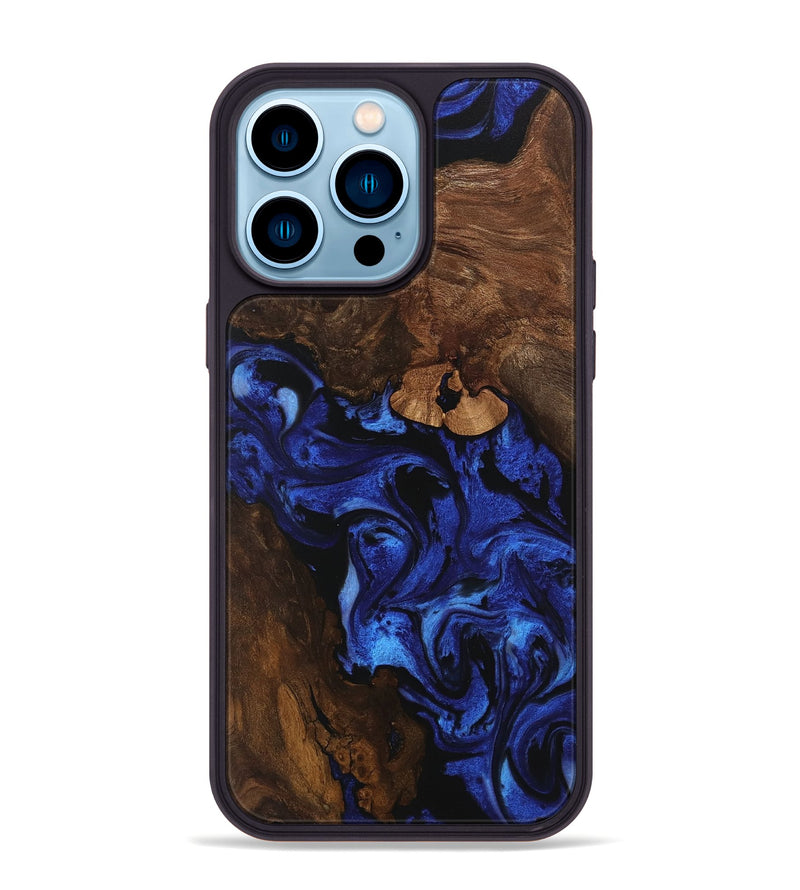 iPhone 14 Pro Max Wood Phone Case - Maira (Blue, 746547)