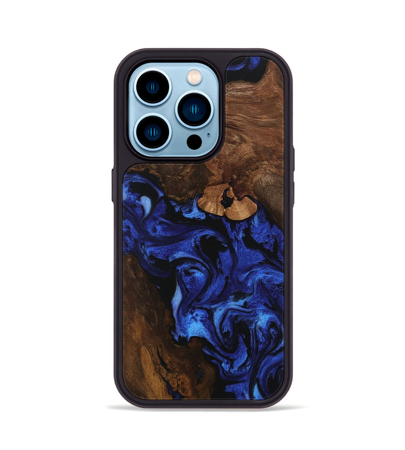 iPhone 14 Pro Wood Phone Case - Maira (Blue, 746547)