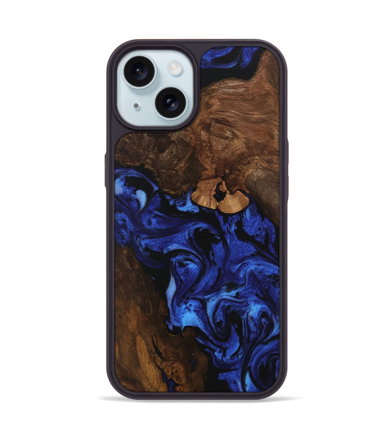 iPhone 15 Wood Phone Case - Maira (Blue, 746547)