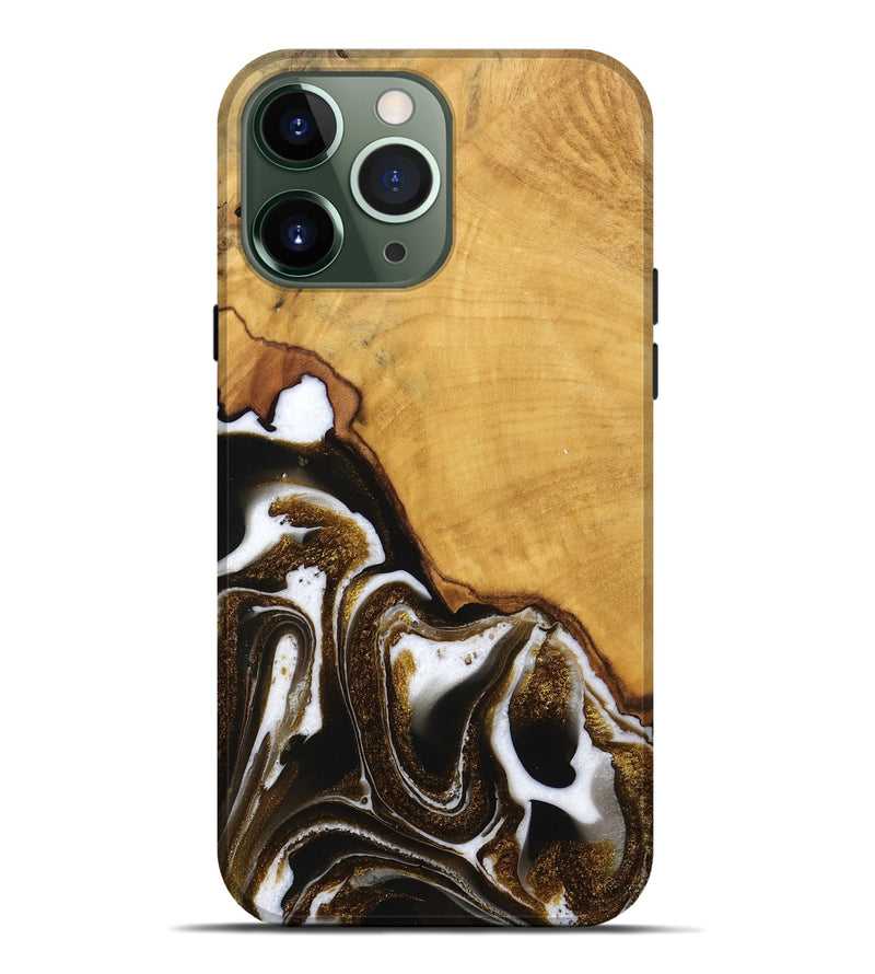 iPhone 13 Pro Max Wood Live Edge Phone Case - Skylar (Black & White, 746574)