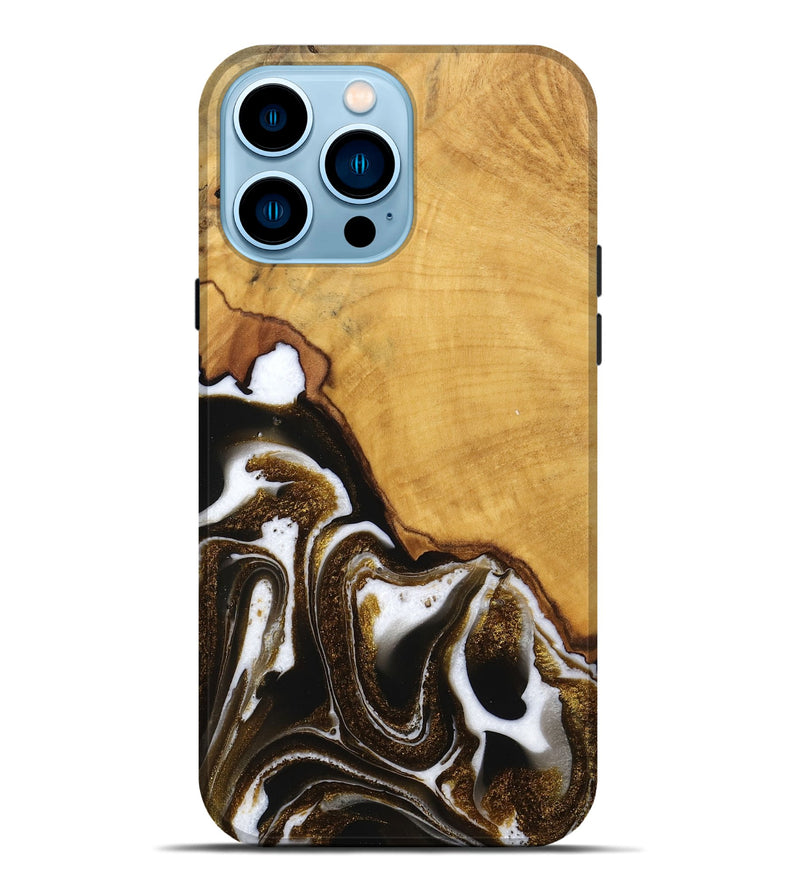 iPhone 14 Pro Max Wood Live Edge Phone Case - Skylar (Black & White, 746574)