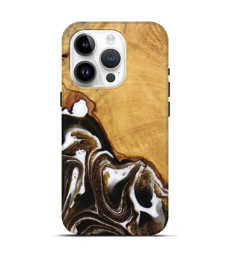 iPhone 15 Pro Wood Live Edge Phone Case - Skylar (Black & White, 746574)