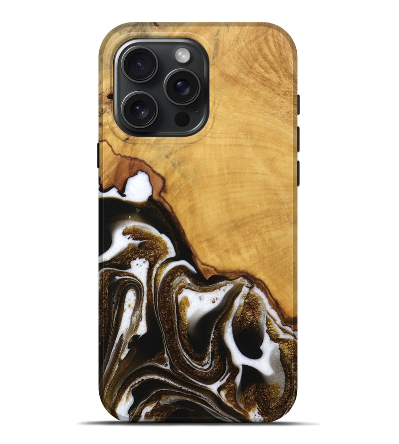 iPhone 16 Pro Max Wood Live Edge Phone Case - Skylar (Black & White, 746574)