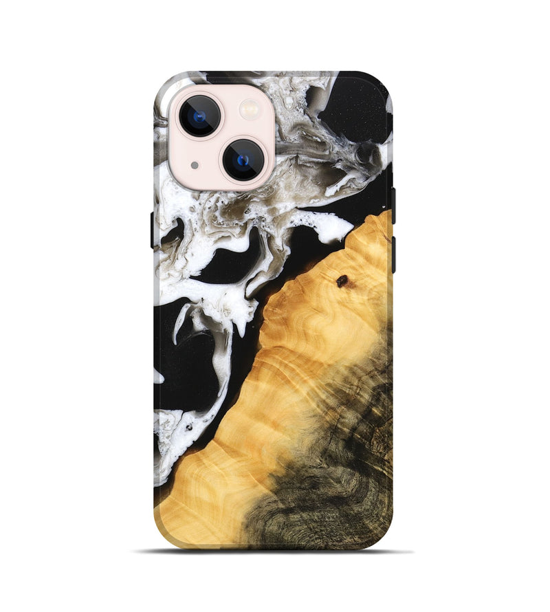 iPhone 13 mini Wood Live Edge Phone Case - Darleen (Black & White, 746576)