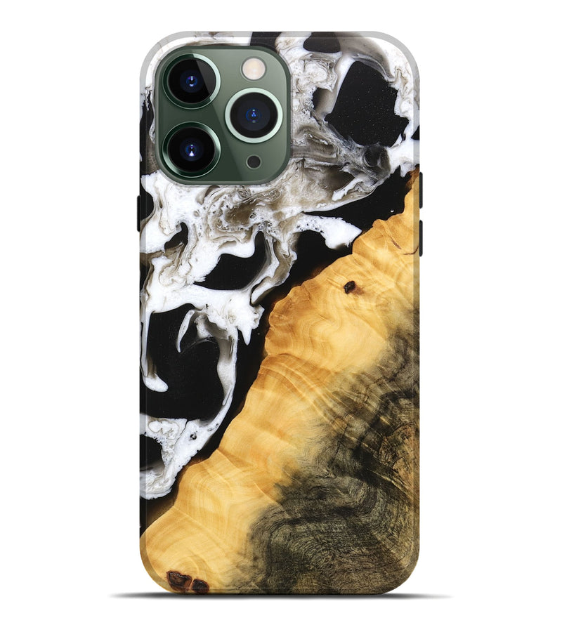 iPhone 13 Pro Max Wood Live Edge Phone Case - Darleen (Black & White, 746576)