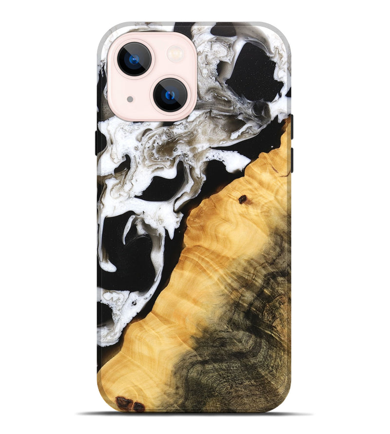 iPhone 14 Plus Wood Live Edge Phone Case - Darleen (Black & White, 746576)