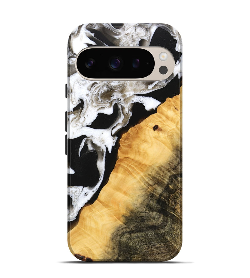 Pixel 9 Pro Wood Live Edge Phone Case - Darleen (Black & White, 746576)