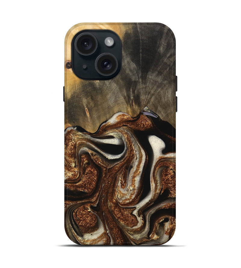 iPhone 15 Wood Live Edge Phone Case - Jeffrey (Black & White, 746577)