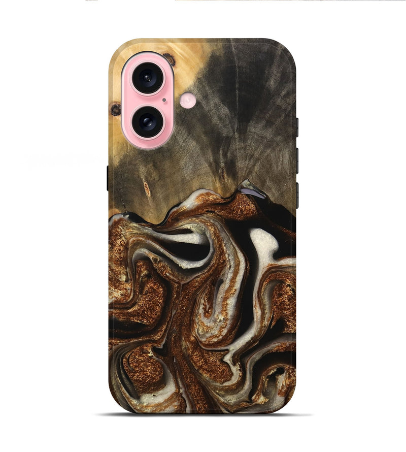 iPhone 16 Wood Live Edge Phone Case - Jeffrey (Black & White, 746577)