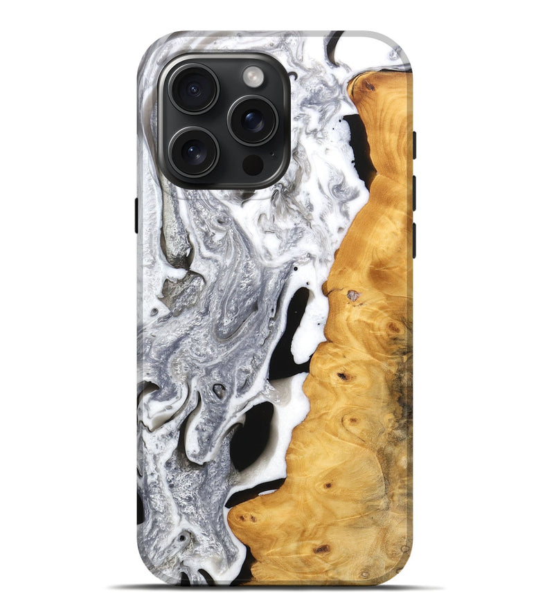 iPhone 16 Pro Max Wood Live Edge Phone Case - Clair (Black & White, 746578)