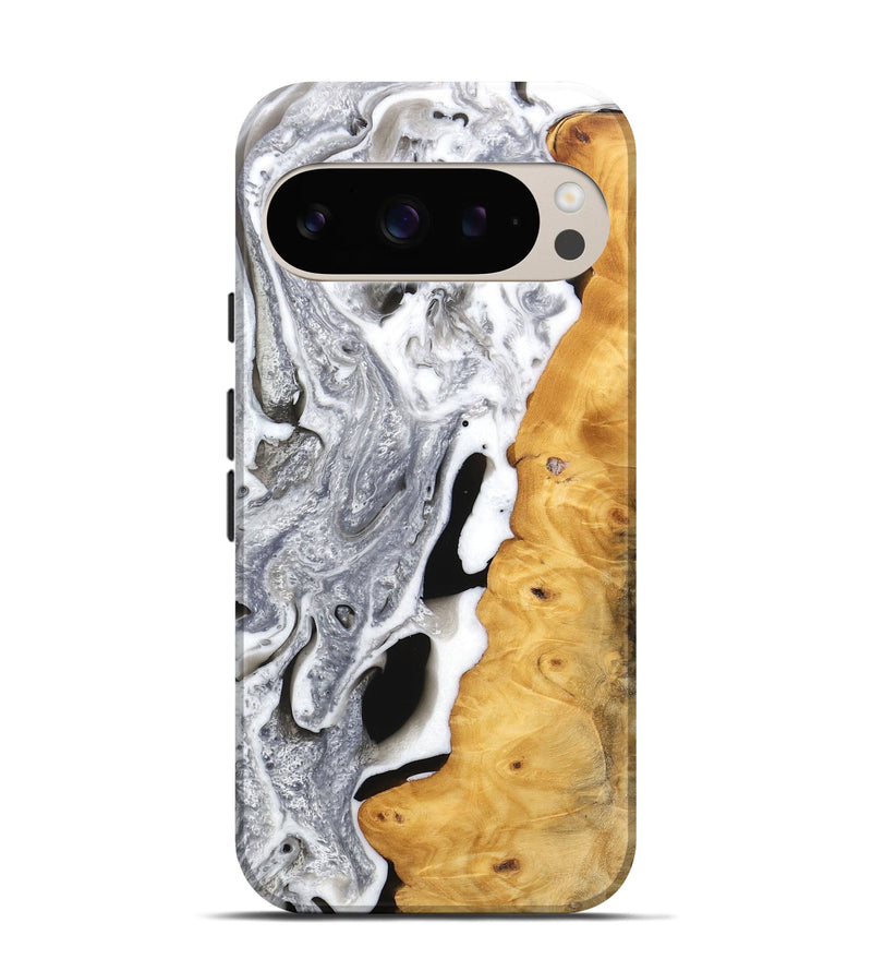 Pixel 9 Pro Wood Live Edge Phone Case - Clair (Black & White, 746578)