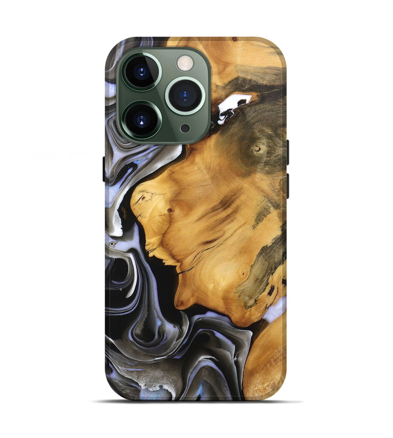 iPhone 13 Pro Wood Live Edge Phone Case - Gail (Black & White, 746579)