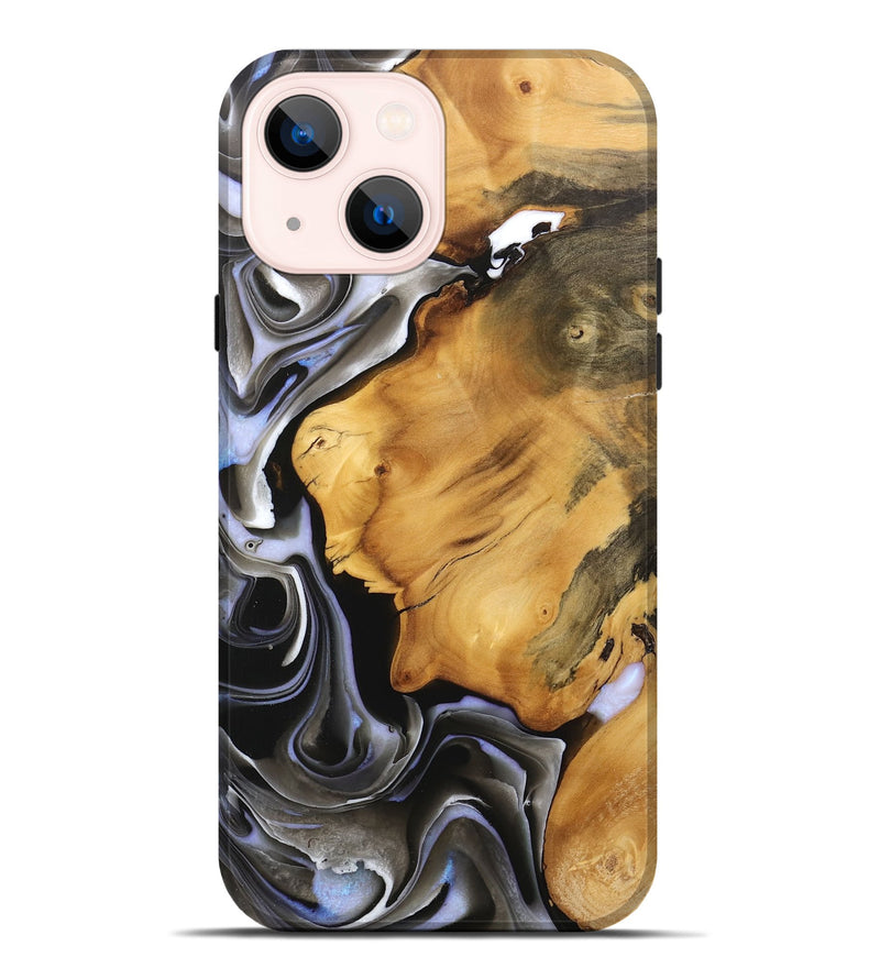 iPhone 14 Plus Wood Live Edge Phone Case - Gail (Black & White, 746579)