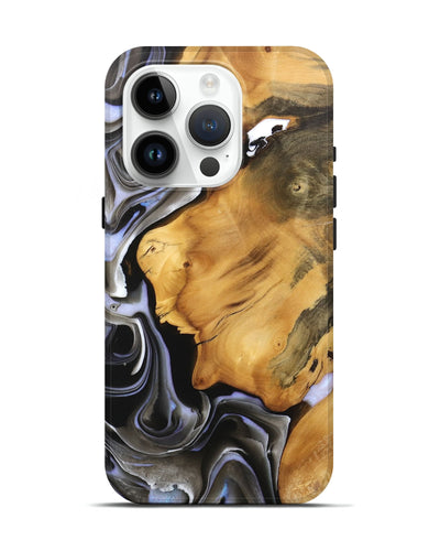 iPhone 15 Pro Wood Live Edge Phone Case - Gail (Black & White, 746579)