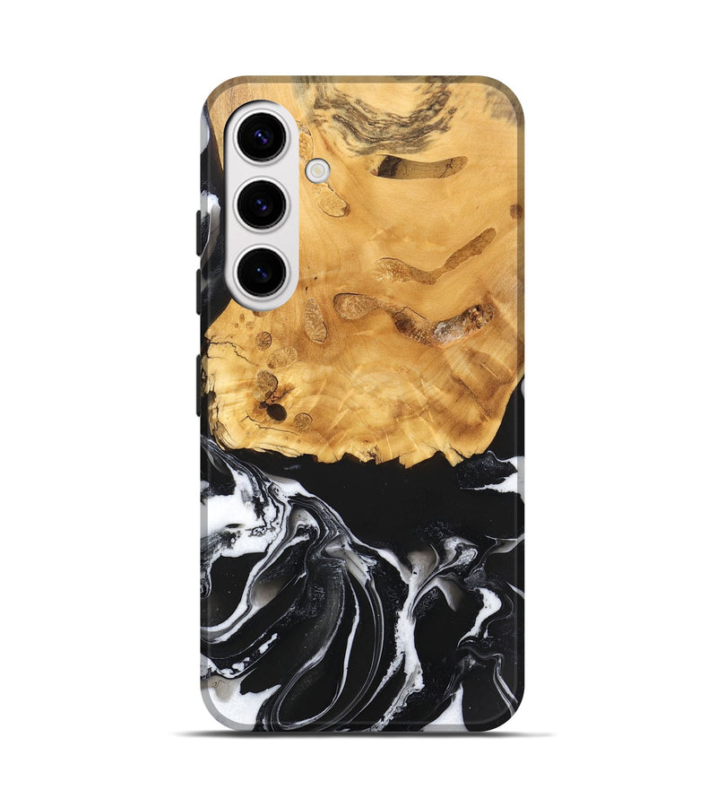 Galaxy S25 Wood Live Edge Phone Case - Mathew (Black & White, 746580)