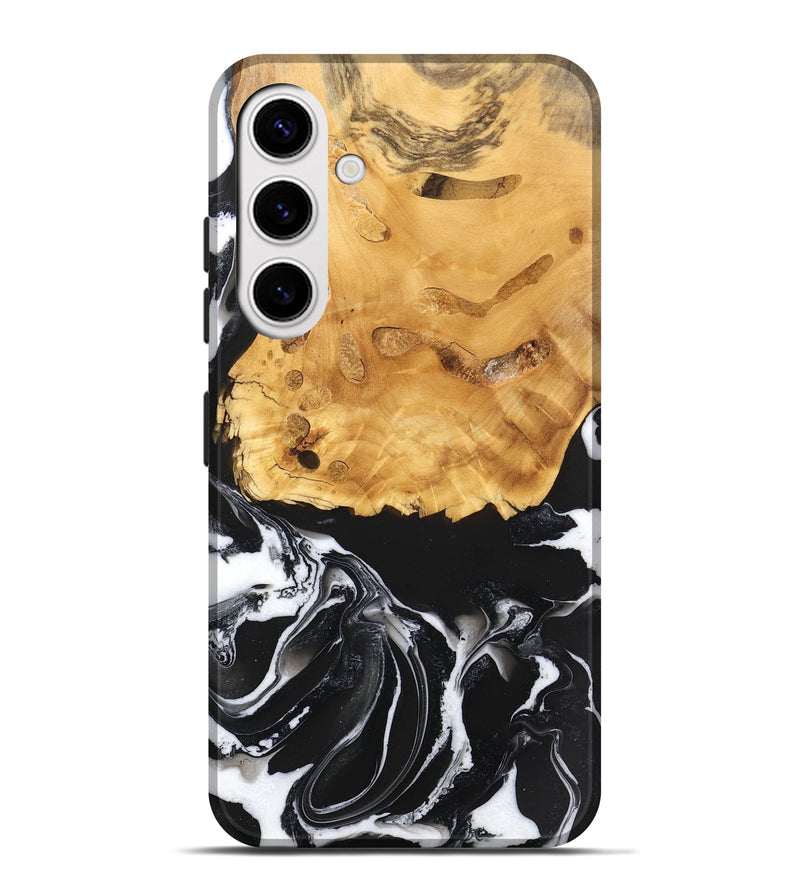 Galaxy S25 Plus Wood Live Edge Phone Case - Mathew (Black & White, 746580)