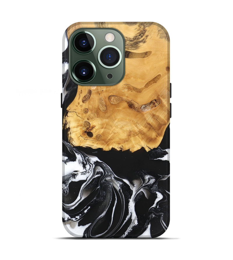 iPhone 13 Pro Wood Live Edge Phone Case - Mathew (Black & White, 746580)