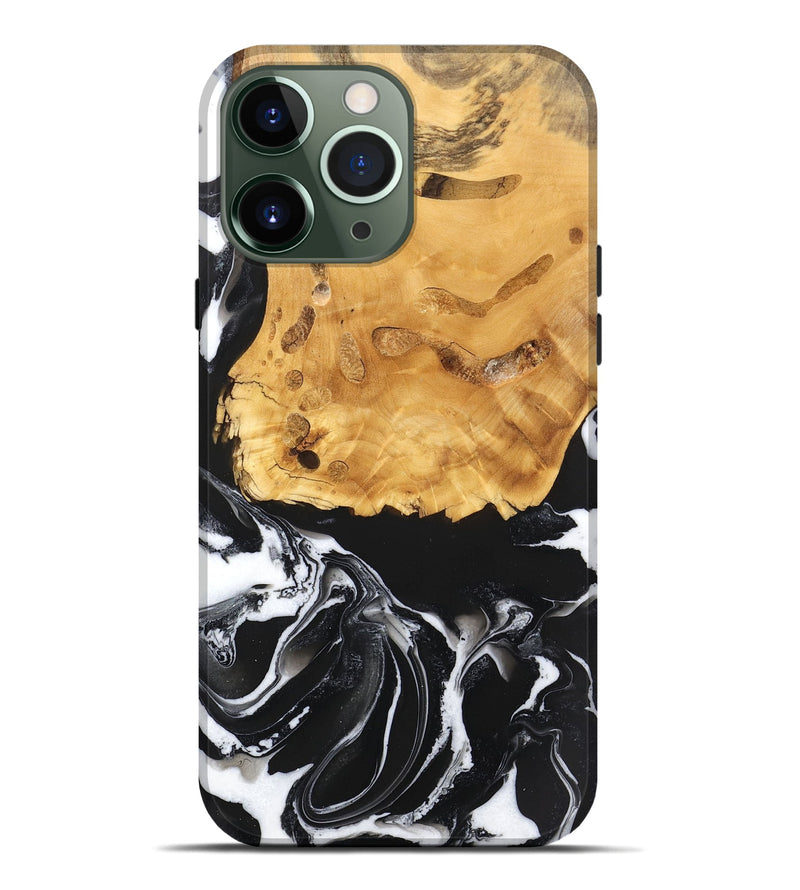 iPhone 13 Pro Max Wood Live Edge Phone Case - Mathew (Black & White, 746580)