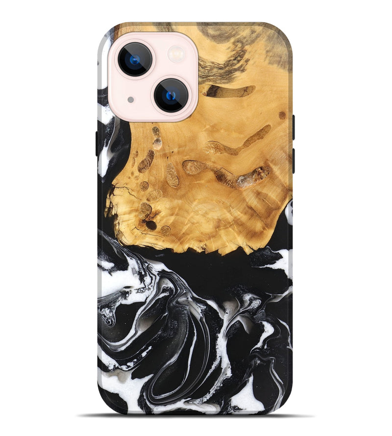 iPhone 14 Plus Wood Live Edge Phone Case - Mathew (Black & White, 746580)