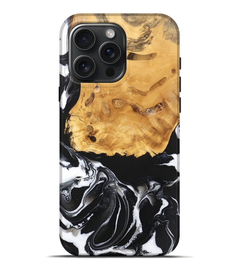 iPhone 16 Pro Max Wood Live Edge Phone Case - Mathew (Black & White, 746580)